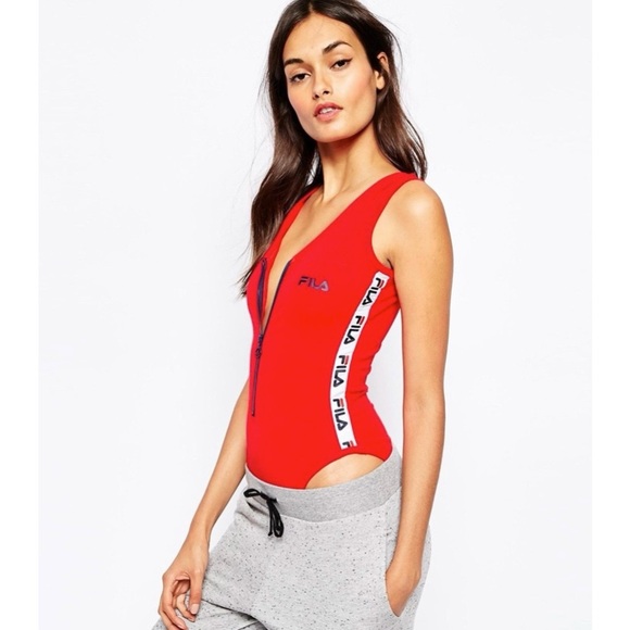 Red Fila Alicia Bodysuit - Picture 1 of 5